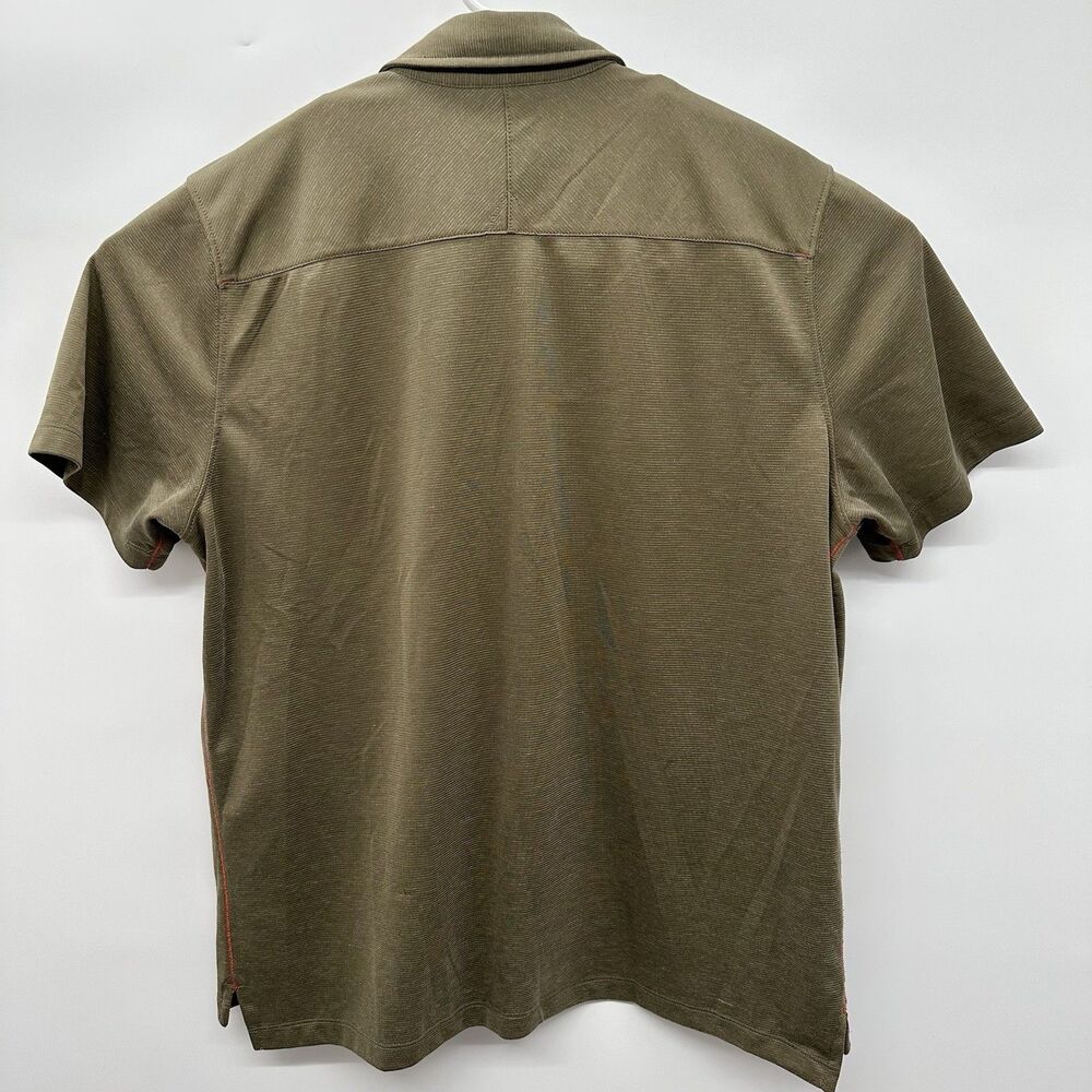 LL Bean Polo Shirt Mens Large Olive Green Slightly Fitted Breathable - Picture 5 of 8